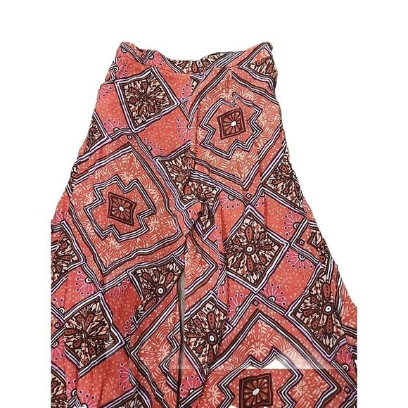 Anthropologie Skirted Wide Leg Pants Red Geometric Print High Rise Women's 8 - Picture 7 of 10